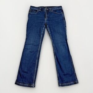 Duluth Trading Co Carpenter Jeans Womens 10x31 Blue Straight Leg Stretch Work